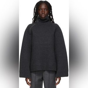 Toteme Yak Double Zip-Up Sweater, Gray, XXS